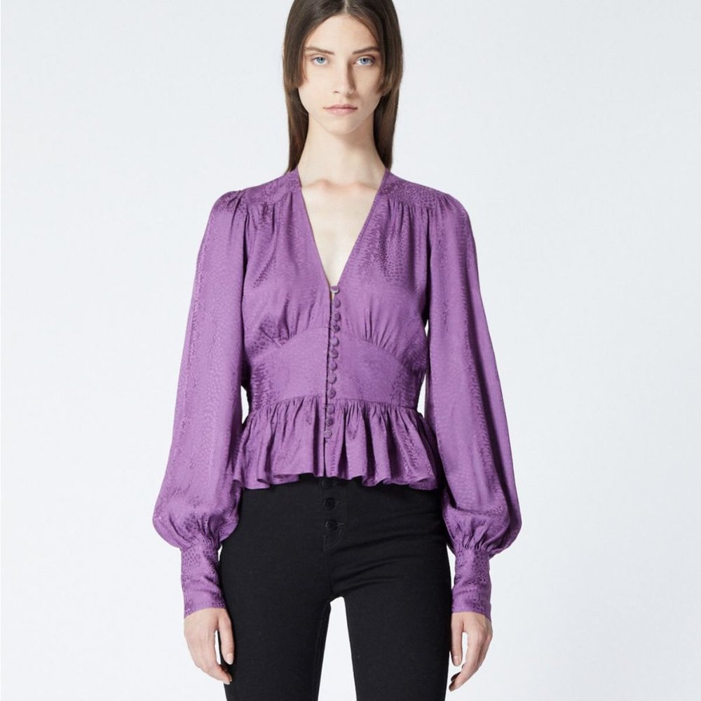 THE KOOPLES Purple Jacquard Top With Peplum